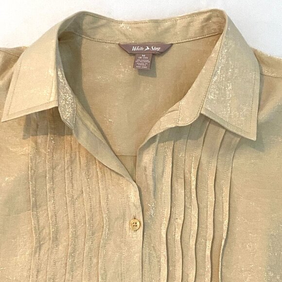 White Stag gold shimmer blouse Womens Medium holidays date night feminine - Picture 4 of 8